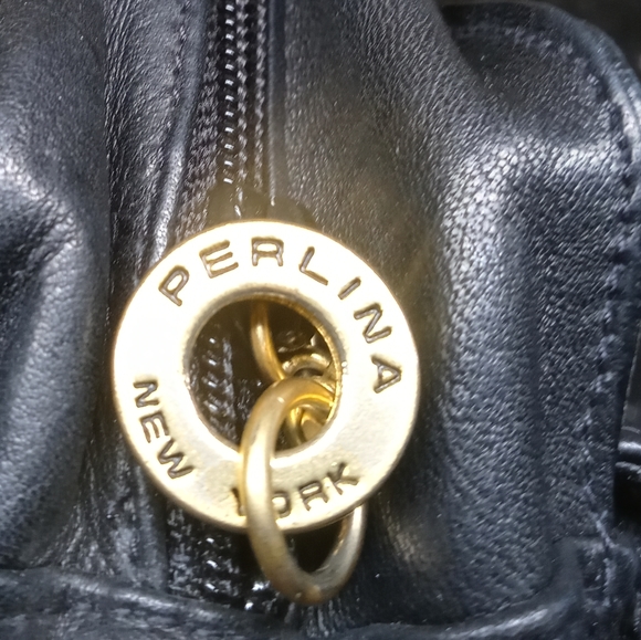 Perlina BLACK/GOLD hardware rich leather bag - Picture 5 of 6